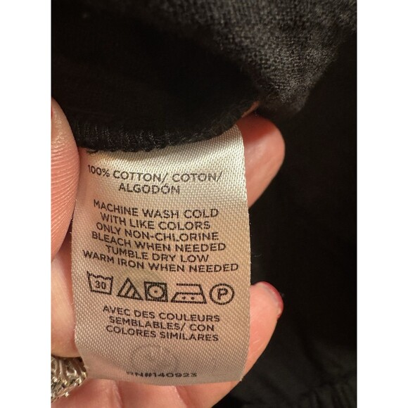 Ann Taylor LOFT Outlet Blouse Black Cotton Cropped Minimalist Neutral S New - Picture 6 of 7